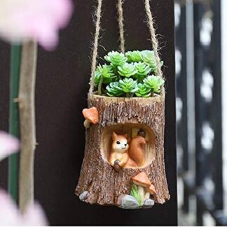 Polyresin Cute Baby Squirrel Resin Hanging and Table Top Pot (Brown, 4 Inch)